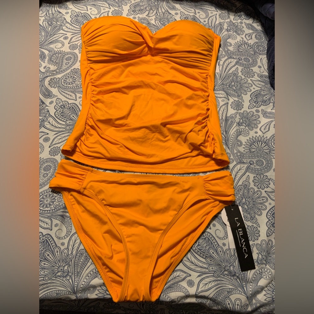 La Blanca Orange Bandeau Tankini Set
